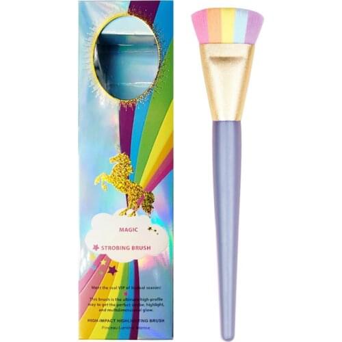 New Unicorn Rainbow Highlighter Brush Wet Foundation Contour Brush Beginner Make up Brush with Box Gift