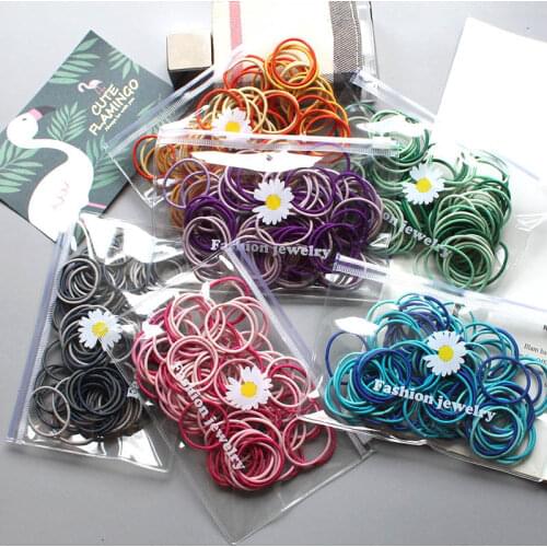 100pcs Girls Candy Color Hair bands Ties Ponytail Holder Elastic Rubber Band Hair Accessories Gum Headwear Korean Kids Ornaments