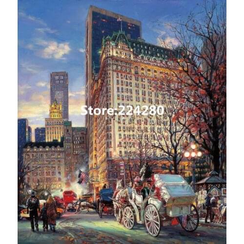 Needlework,Aida Cross stitch,14CT Unprinted Embroidery kits Crowded road city building scenic Cross-Stitching,DIY Handmade decor