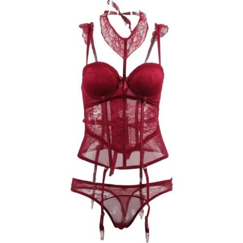 Sexy Lingerie Women Underwear Fish Boned Waist Trainer Transparent Sleepwear Corset Shoulder Strape Lingeries Set