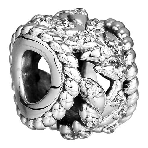 925 Sterling Silver Dazzling Grain Swirls Charm, Clear CZ Original Fashion Jewelry Making Fits For Bracelets & Bangle