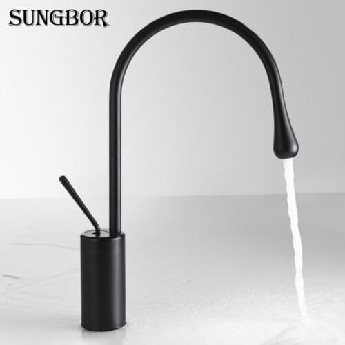 Basin Faucet Deck Mount Black Bathroom Washing Basin Mixer Water Taps Creative Hot Cold Water Mixer Tap Crane Torneira AL-2721H