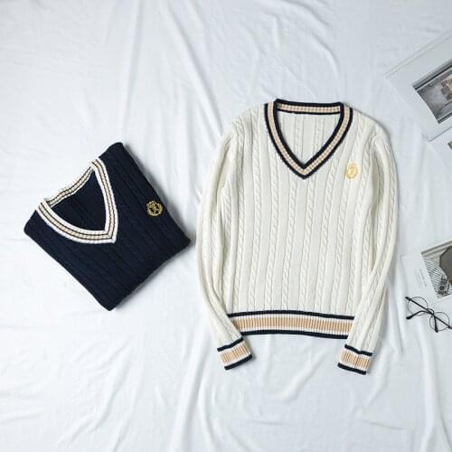 JK Sweater Spot Japanese College Embroidery V-neck Long Sleeve For Men And Women Students School Uniform Sweater Knitting Jacket