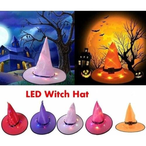 Halloween Decoration Witch Hat LED Lights Halloween Elf Ears Kids Home Party Decor Supplies Outdoor Tree Hanging Ornament
