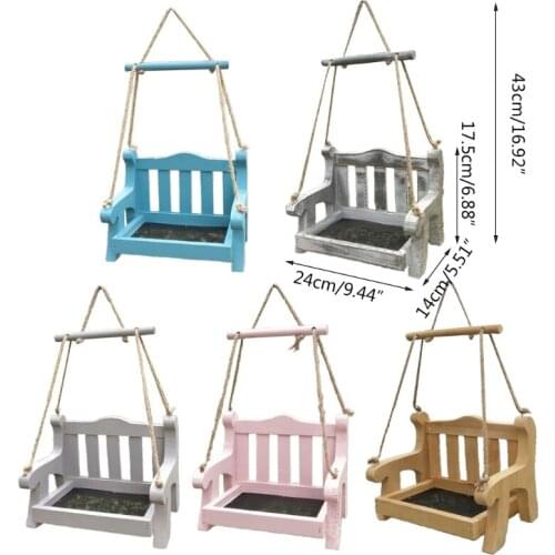 Outdoor Wooden Bird Feeder, Bird Feeder Swing Chair, Wild Bird Wooden Seed Feeding Station For Outdoor Courtyard Yard