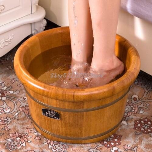 Foot Bucket Wooden Foot Basin Household Deep Bucket Leg Bucket Foot Bath Small Wooden Bucket Foot Therapy Wooden Basin Household