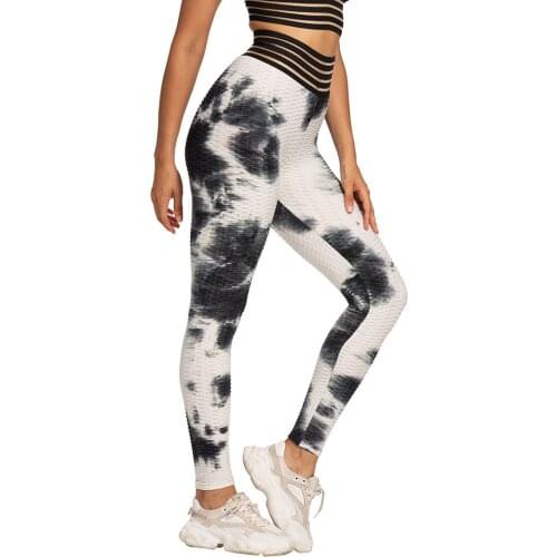Women High Waist Ink Jacquard Printed Yoga Legging Sport Compression Yoga Pants For Women Fitness Sweat Training Leggings