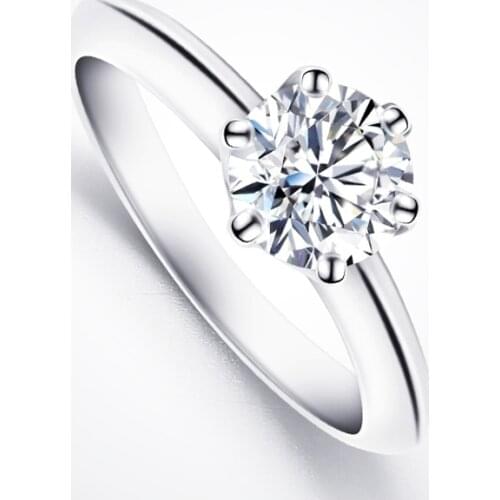 Tianyu Gems Hearts&Arrows Moissanite Solitaire Ring Silver Classic Jewelry Accessories Diamond Engagement Wedding Gift for Women