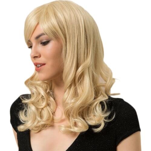 1Pcs Women’s Girls Hair Wig with Side Bangs, Long Wavy Hair 22 Inches