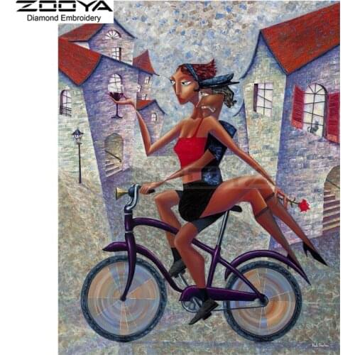 ZOOYA Diamond Embroidery Diamond Painting Cartoon Couple Bicycle Diamond Painting Cross Stitch Floral Rhinestone Mosaic BJ1565