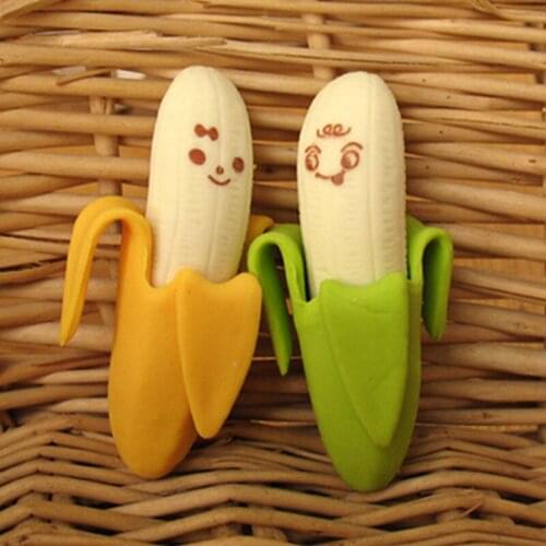 1pc Creative Cute Banana Fruit Pencil Eraser Kids Student Learning Office Novelty Environmental Stationery Gift