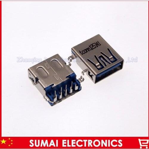10pcs Original New 3.0 USB Jack female socket 3.0 port 4 Fix Foot copper down For laptop Notebook Free shipping