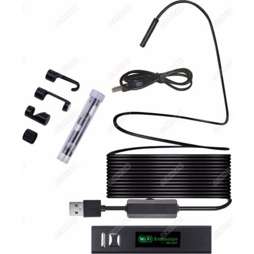 2/5M HD 1200P Wireless WiFi Endoscope Mini Waterproof Soft/Hard Cable Inspection Camera 8mm Lens 8 LED Borescope For Android PC