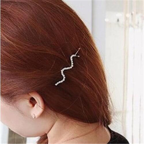 2021 Fashion bend wave hair clip crystal barrette tiara full turn, hairpin word folder shilly