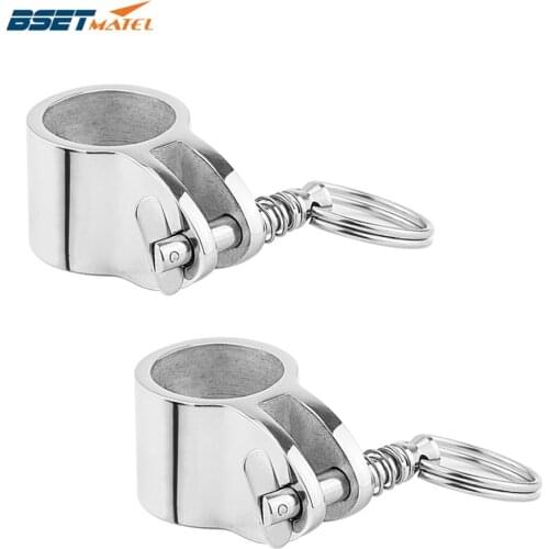 2X Stainless Steel 316 Jaw Slide Clamp with Quick Release Pin 1 inch 25mm Bimini Top Hinged Slide Fitting Hardware Marine Boat