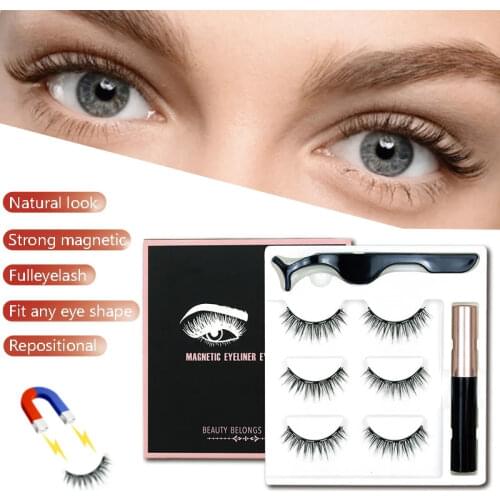 3D Mink lashes False eyelashes magnetic natural Eyelash magnetic Waterproof Eyeliner Tweezer eyeliner Fake eyelashes Makeup