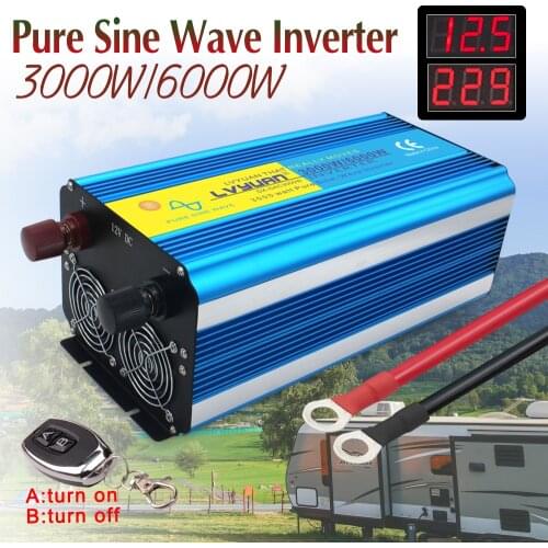 6000W Pure Sine Wave Inverter Car Inverter Wireless Remote Control LED Display Inverter Inversor 12 220v