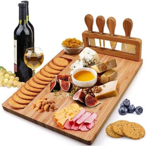 Bamboo cheese board cheese dish with knife four-piece set bamboo cutting plate bamboo tray