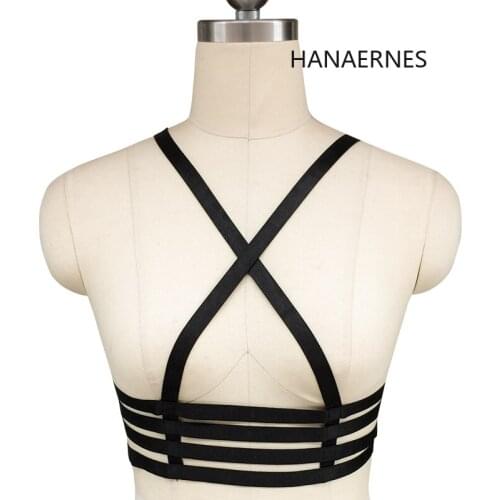HANAERNES Polyester bondage harness underwear women fetish top crop bodysuit Harajuku Gothic body cage bra carnival