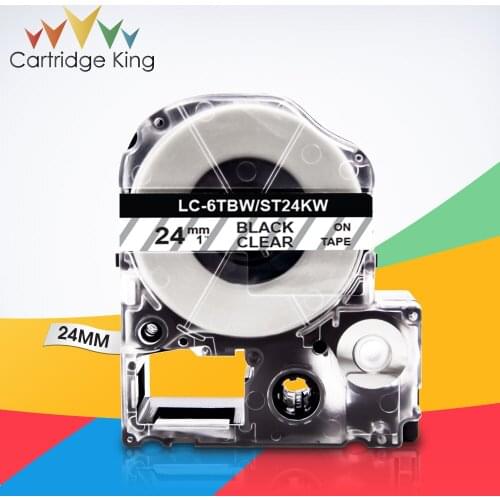 Black on Clear ST24KW LC-6TBN 1" (24mm) Label Ribbon Adhesive Tape Replace for Epson King Jim LW-700 LW-700 LW-900P Label Maker