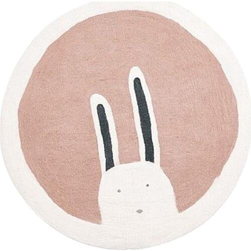 Baby Play Mat Crawling Carpet Kids Room Floor Rugs Round Cartoon Rabbit Game Pad Playmat Children Bedroom Nursery Decor