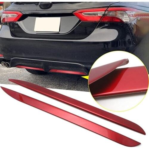 For Toyota Camry SE XSE 2018-2020 Rear Bumper Lower Lip Guard Cover Trim Plate Decorator Pad Cover Red Stainless Steel