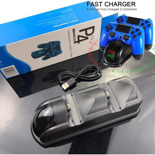 Dual USB Handle Fast Charging Dock Station Stand Charger for PS4/PS4 Slim/PS4 Pro Game Controller Joypad Joystick