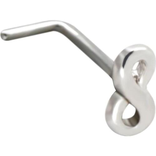 JHJT MUSI 1PC G23 Titanium 20G Nose Ring Studs Bone Nostril Pin L Shape Bar Body Piercings Jewelry Rose Gold/Silver Color