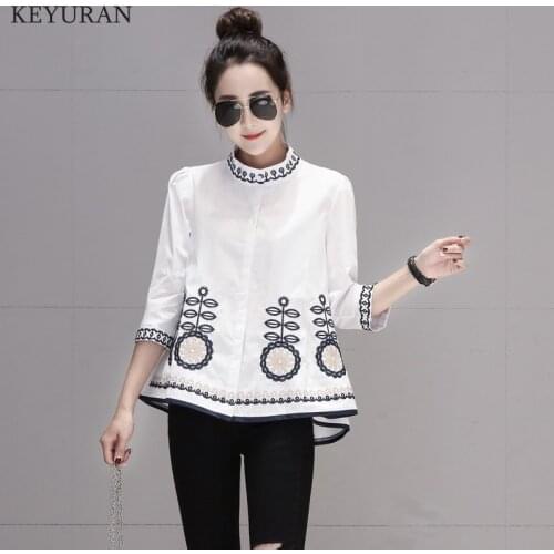 KEYURAN Stand-up Collar Blouses