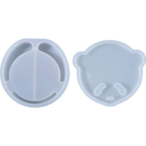 Creative Panda Face Coaster Epoxy Resin Mold Cup Mat Storage Base Silicone Mould DIY Crafts Home Decoration Casting Tools