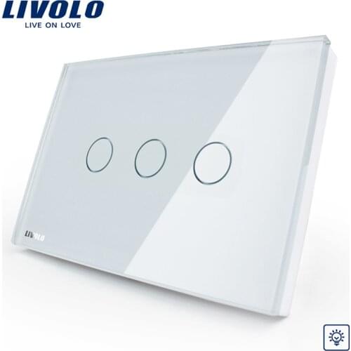 Livolo Ivory White Crystal Glass Panel, US/AU standard VL-C303D-81,Digital Wall Switch, Dimmer Control Home Wall Light Switch