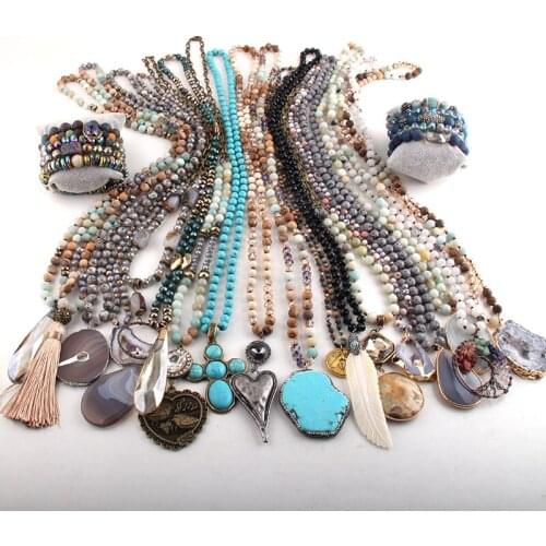 MOODPC Wholesale 18 Mix Necklace / 2 Bracelet set Fashion Handmade Jewelry Women necklaces