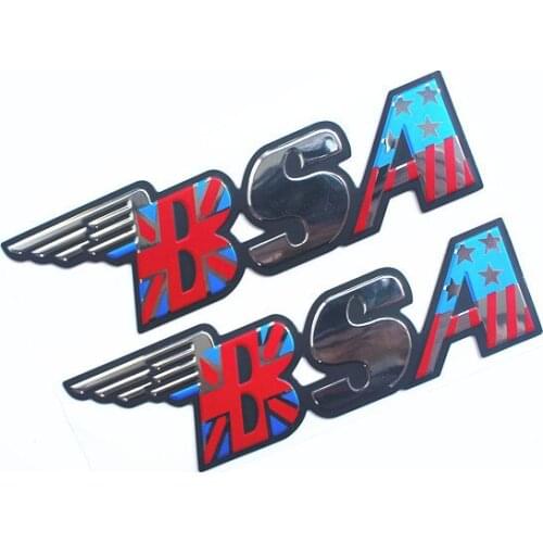 Motorcycle Tank Fork Emblem Badge Gel Decal Red Gold BSA Sticker