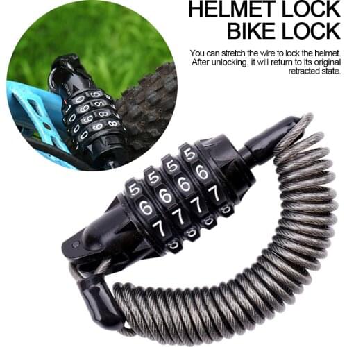 Motorcycle Helmet Lock Telescopic Cable Anti-theft 4 Digit Password Combination Anti-lost Helmet Lock Bicycle Wheel Lock