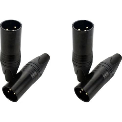 Wholesale 100pcs/lot copy NC3MXX-B 3 Pin male XLR Cable Connector Black Housing w/Gold Contacts YA5407-1