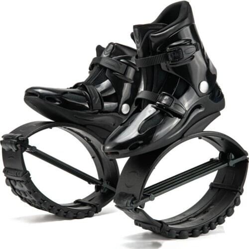 Teens Kangaroo Jump Shoes with 4T Spring, Black Color Weight Loss Exercise Bounce Boots, Fit For 50KG-110KG Unisex Person