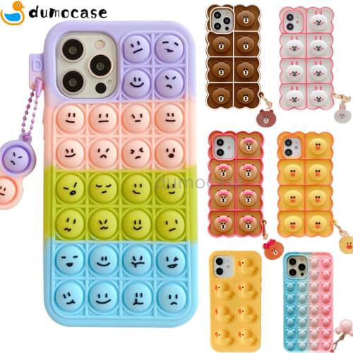 Pop Fidget Toys Pendant Relieve Stress Phone Case IPhone 11 12 Pro XS MAX Mini X XR 6 7 8 Plus Push Bubble Beans Soft Funda Capa