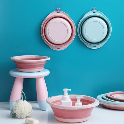Portable folding washbasin household plastic laundry tub travel thickened large wash basin plastic basin