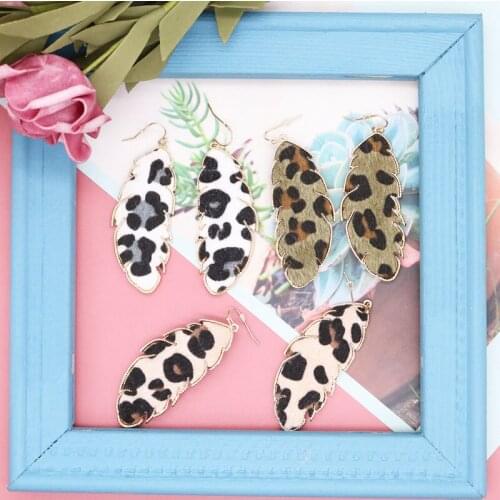 Symmetrical Earrings Retro Mix Colours Personality Accessories Leopard Print Exaggerate