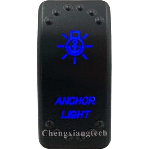 Blue Led Lasor Engraving ANCHOR LIGHT Rocker Switch 5 Pin on off 12v 24v SPST for Car Boat Truck