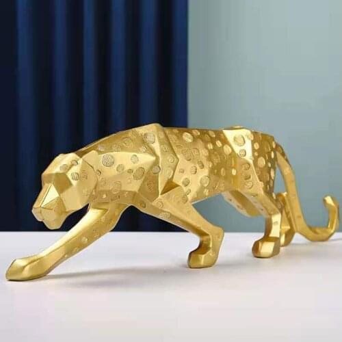Modern Feng shui Mascot Geometric Leopard Resin Statues Decoration Home room Desktop Ornaments Club Office Accessories Crafts