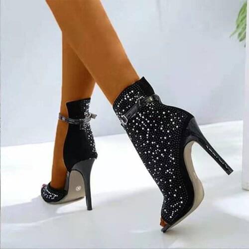 Thin High Heels Sandals Women Crystal Sandals Women Summer Shoes Female Open Toe Wedding Shoes Lady Sandals