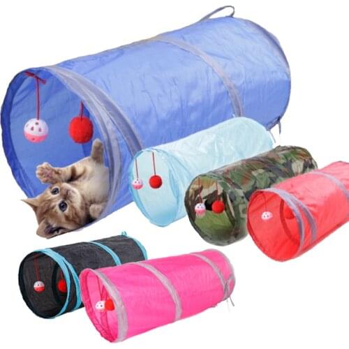 Cat Tunnel Toy Funny Pet 2 Holes Play Tubes Balls Collapsible Crinkle Kitten Toys Puppy Ferrets Rabbit Play Dog Channel Tubes