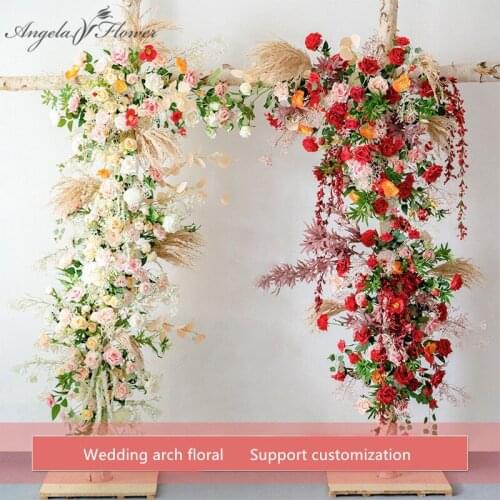 Custom Wedding arch decor flower arrangement table flower ball centerpieces floral party stage outdoor scene layout flower wall