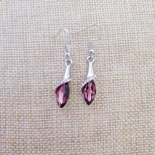 High-end jewelry 925 sterling silver ladies earrings, single-minded silver grape purple ear hook crystal earrings E0206