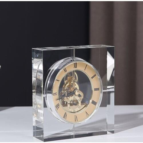 WSHYUFEI European style light luxury crystal clocks living room clocks creative mechanical clocks handicrafts desktop desktop