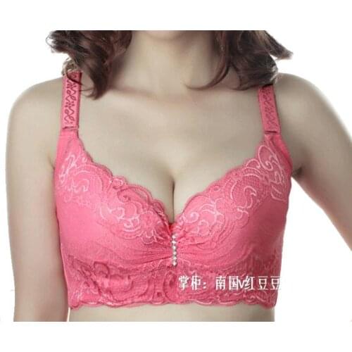New woman Full cup Bras Sexy v-neck Push Up Bra Plus Size adjustable back Bras Big C D Cup super push up bra 5 color