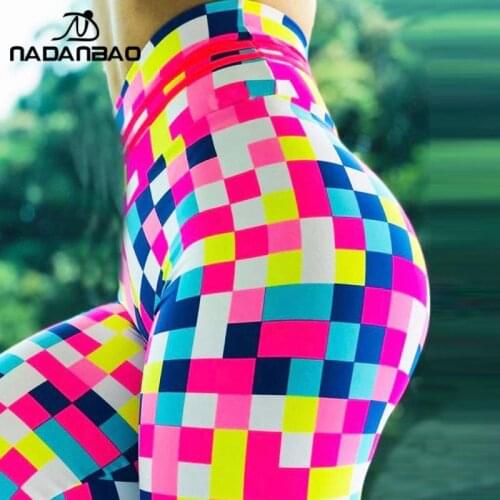 NADANBAO 2021 Colorful Fashion Leggings Mosaic Pattern Printed Leggins Woemn Sexy High Waist Stretch Trousers PUSH UP Ankle Pant