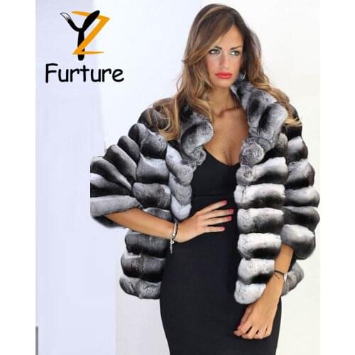 Winter Fashion Customized Real Fur Coat Warm Stand Collar Short Fur Jacket Natural Full Pelt Chinchilla Rex Rabbit Fur Coat Wome