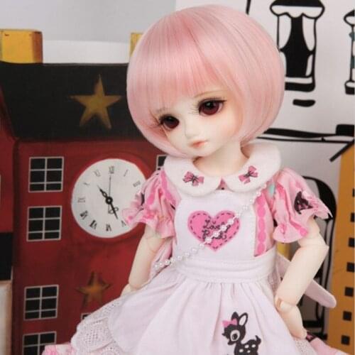 1/3 1/4 1/6 1/8 High Temperature Short Pink Wire Bjd Wig SD For BJD Doll Hair Wig